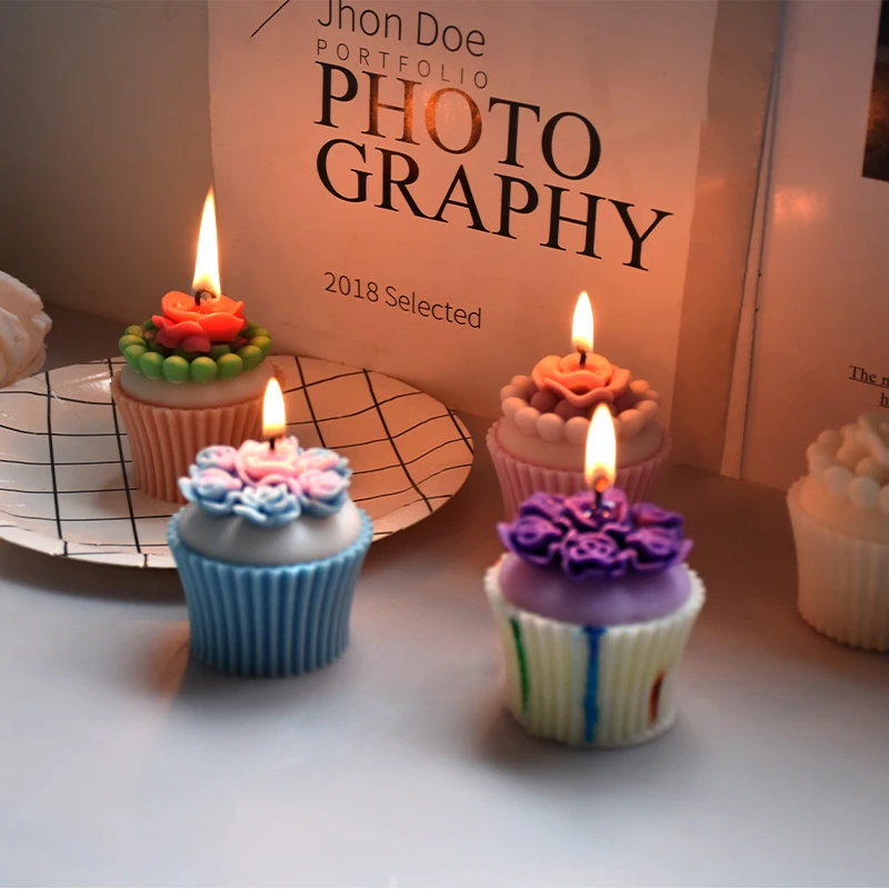 

Cream Cake Cup Aromatherapy Candle Mold Candle Handmade Silicone Handicraft Model 3d Flower Soap Making Mold Form for Candles