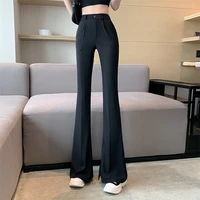 office lady suit pants women 2022 spring high waist wide leg micro horn split pants slim casual trousers