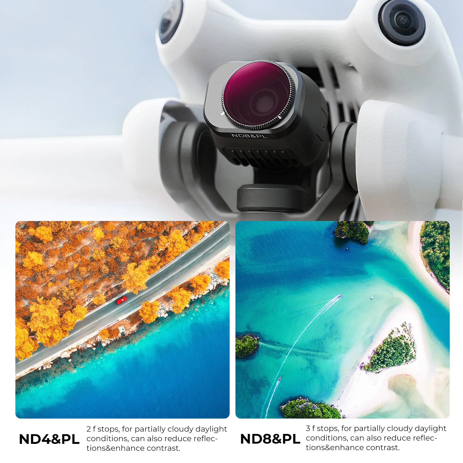 Водонепроницаемые многослойные покрытия K&ampF Concept для DJI Mini 4 Pro Drone Lens Filter UV CPL ND8 ND16