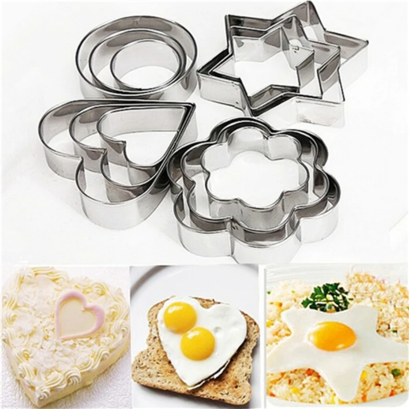 

12 Piece Stainless Steel Cookie Mold Star, Heart Shaped Fruit Cutter DIY Baking and Baking Accessories cake decorating tools