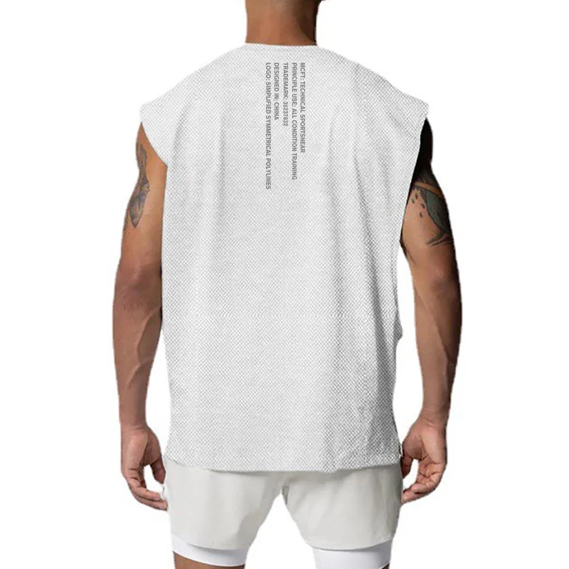 

Oversized Bodybuilding Tank Top Men Gym Sleeveless Shirt Summer Dropped Shoulders Loose Fitness Mesh Casual Cut Off Sports Vest