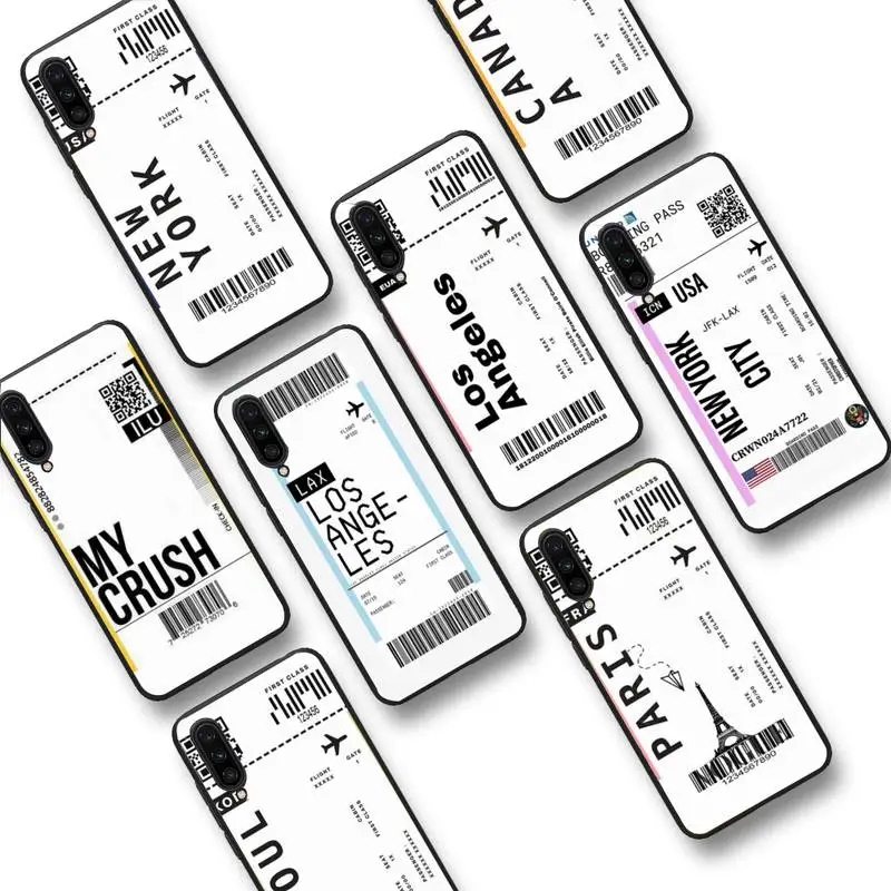 

FHNBLJ Travel ticket Phone Case for Samsung S20 lite S21 S10 S9 plus for Redmi Note8 9pro for Huawei Y6 cover