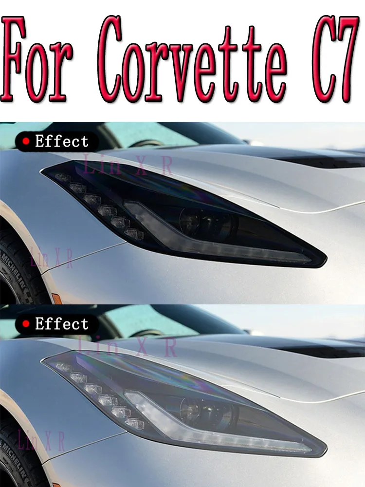 

2 Pcs Car Headlight Protective Film Vinyl Transparent Black TPU Sticker For Chevrolet Corvette C7 C8 2014-Present Accessories