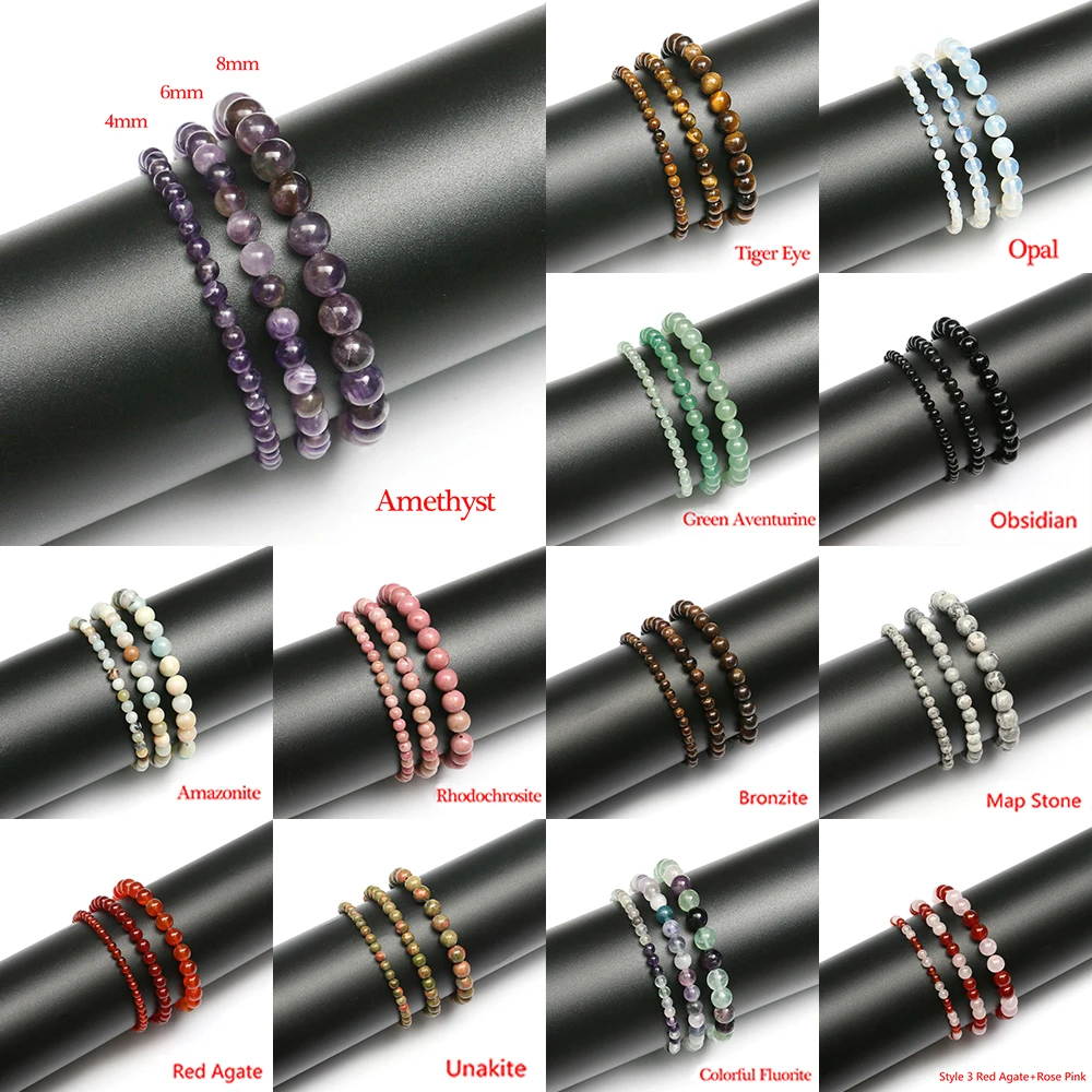 

Mineraali Natural Stone Bracelet Obsidian Aventurine Carnelian Multi-Color Round Shape Beads Rose Quartz Gemstone Charms Jewelry