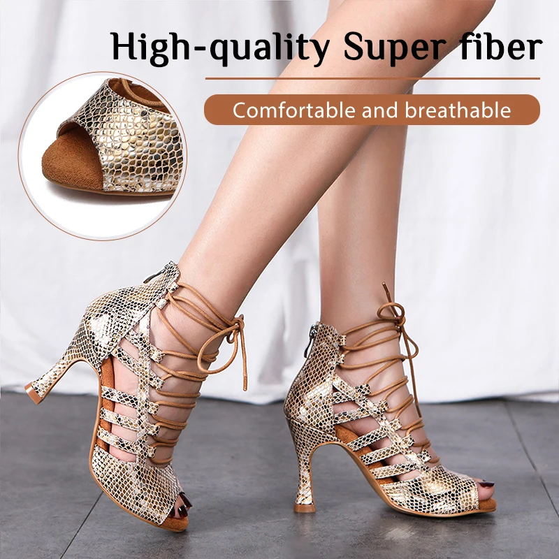2022 Hipposeus Girls Latin Salsa Argentine Dance Shoes Soft Bottom Modern Tango High Quality Suede Leather Stilettos High Heels