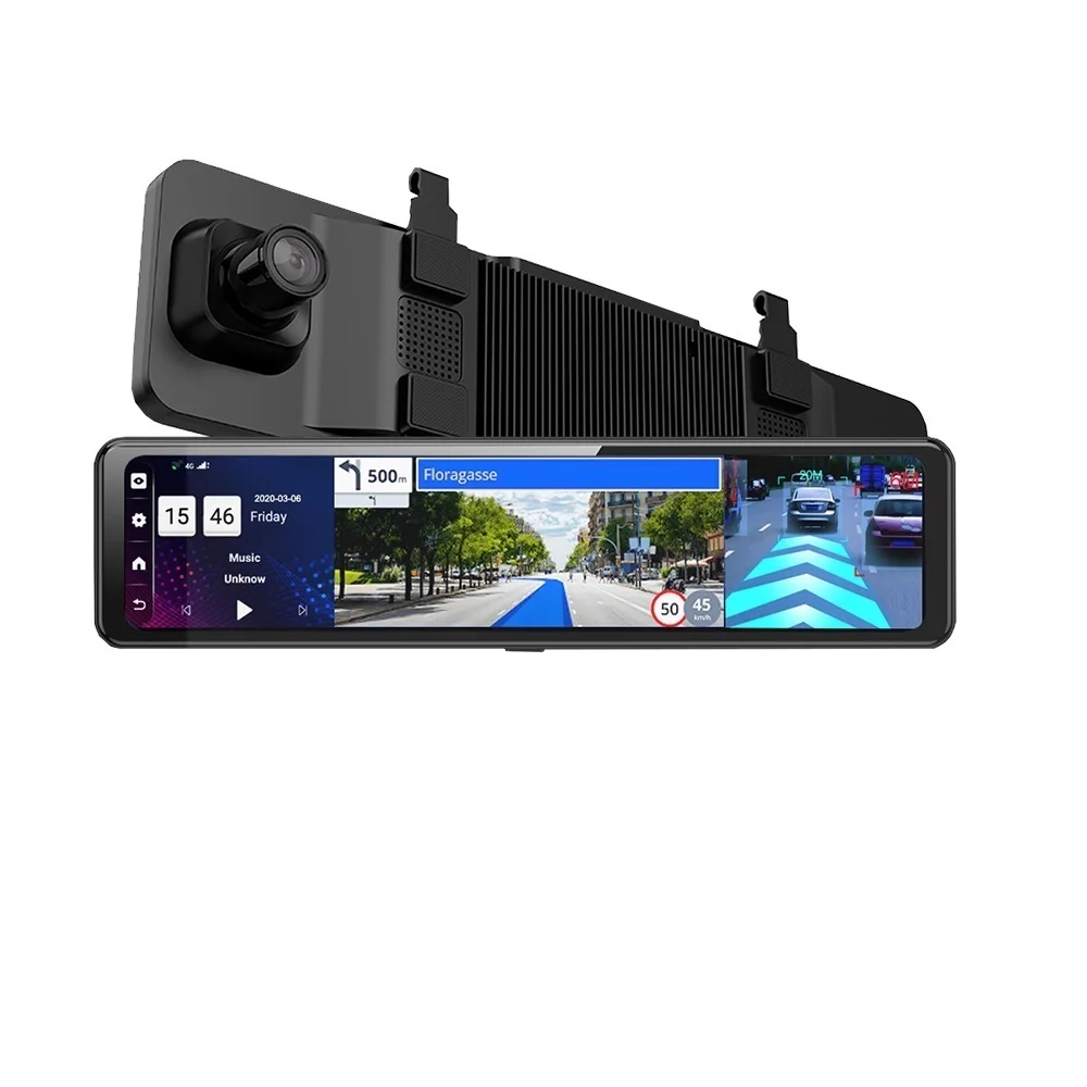 

Новинка 2021, 12-дюймовый полноэкранный потоковый смарт-рекордер для вождения в реальном времени с AR, передняя и задняя HD-навигация, Bluetooth
