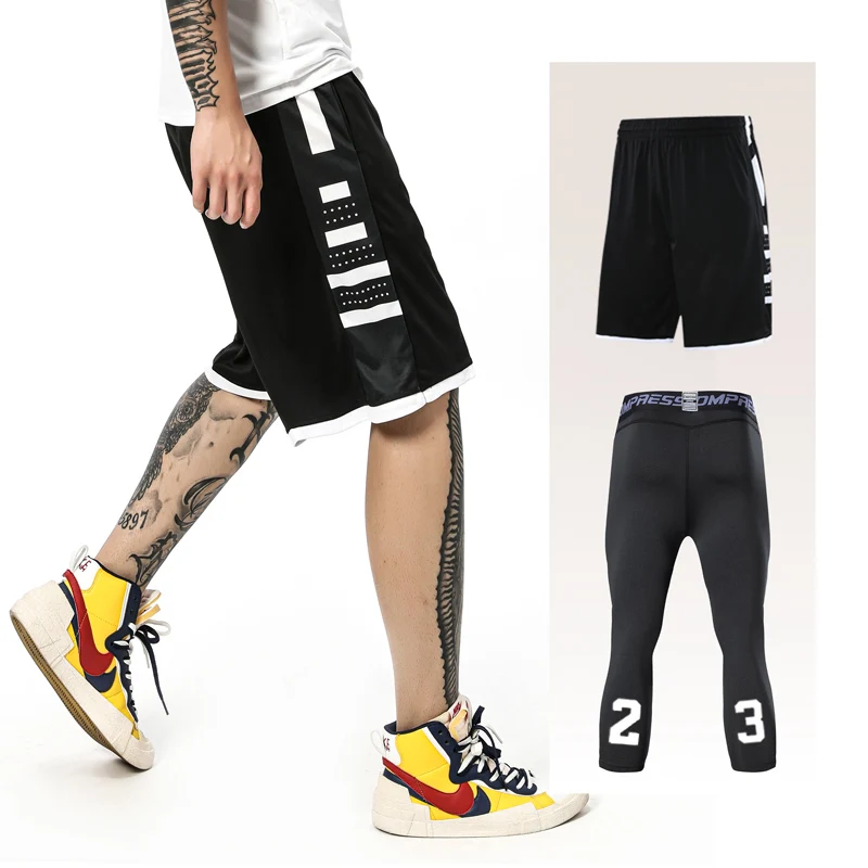 

2pcs Set Men Running Shorts Leggings Fitness Compression Sweatpants Gym Jogging Outdoor Sport Basketball Football Clothes