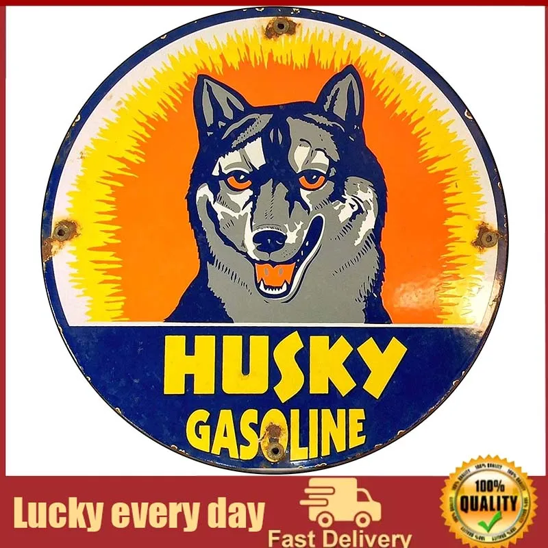 

Brotherhood Vintage Gas Sign Reproduction Vintage Metal Signs Round Metal Tin Sign for Garage and Home Diameter – Husky Gasoline