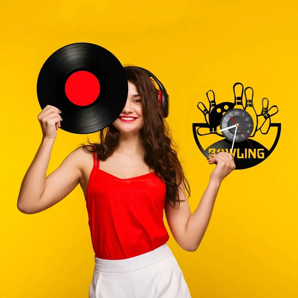 Настенные часы в стиле боулинга с виниловой пластиной спортивные украшения для