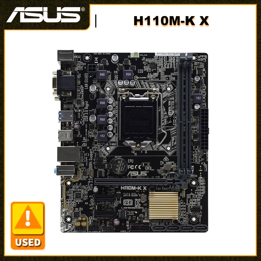 

ASUS H110M-K X Motherboard 1151 Motherboard LGA 1151 DDR4 32GB Core i7/i5/i3 Cpus USB3.0 SATA3 VGA Micro ATX H110 Motherboard