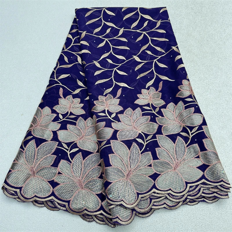 Африканская Сухая Кружевная Вышивка 2024 Швейцарская Вуаль Со Стразами 100% Хлопок