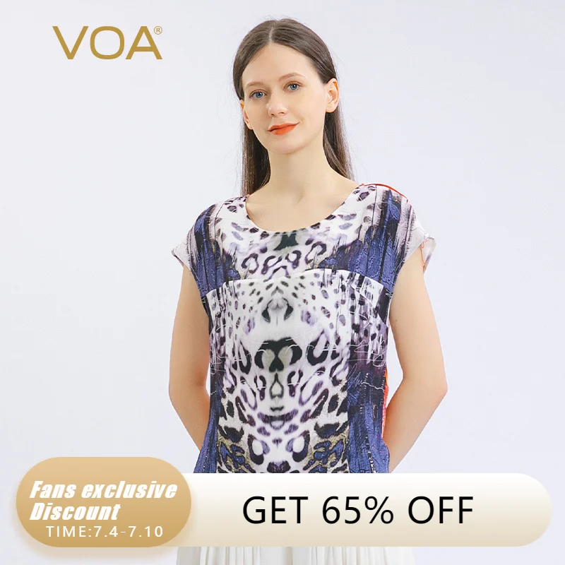 

Женская шелковая футболка VOA с круглым вырезом и коротким рукавом 30 Momme, удобная, приятная для кожи, обычная модная футболка для женщин, BT873