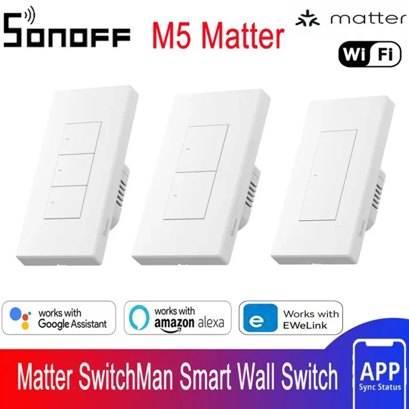 Фото Умный настенный механический выключатель Sonoff Matter 80 86 120 WiFi M5 с голосовым управлением, совместимый с HomeKit, Alexa, Google Home, Алиса, SmartThings, Apple №2