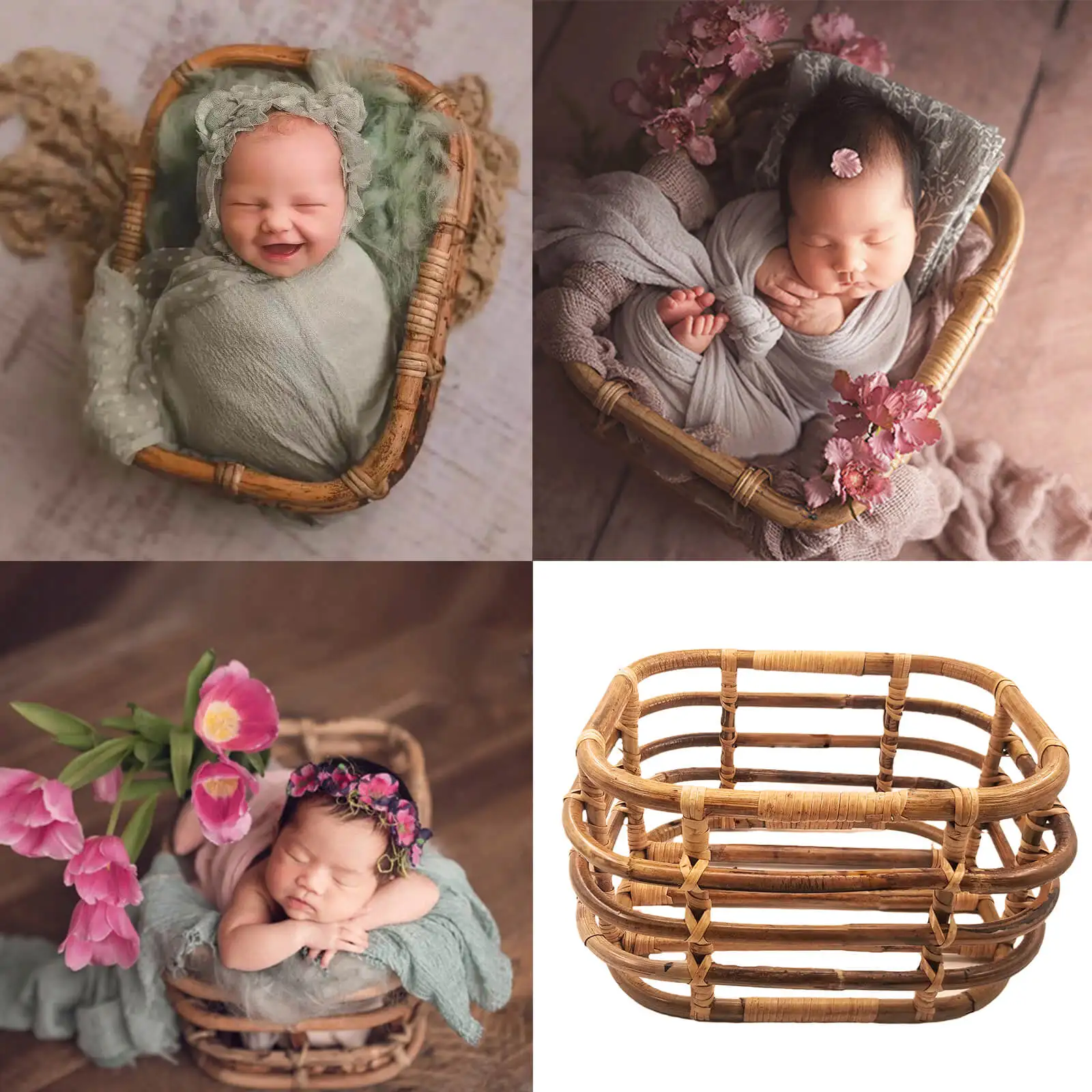 Newborn Photography Props Boy Girl Fotografie Accessories Baby Furniture Woven Basket Studio Baby Photo Shoot Bed Backdrop Chair