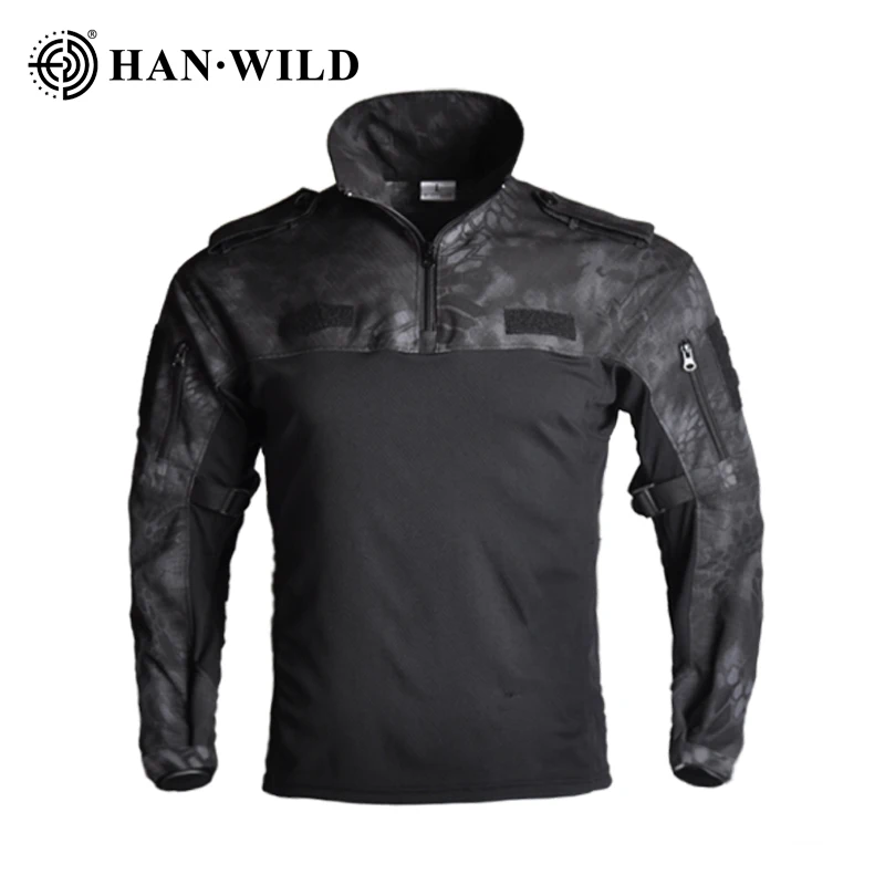

HAN WILD Safari Army Shirt Military Camo Shirts Paintball Shirt Men Tactical Clothing Airsoft Hiking Camping Clothes Elastic