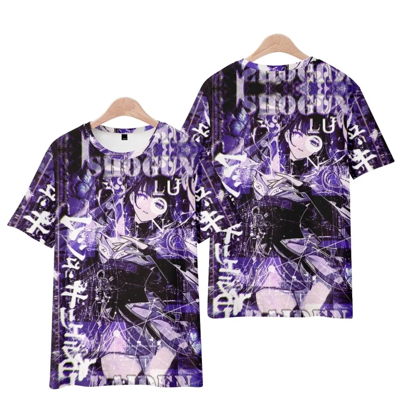 

2023 Genshin Impact Baal Merch Raiden Shokun T-Shirt Harajuku Men Casual Short Sleeve Tee Shirt Clothes