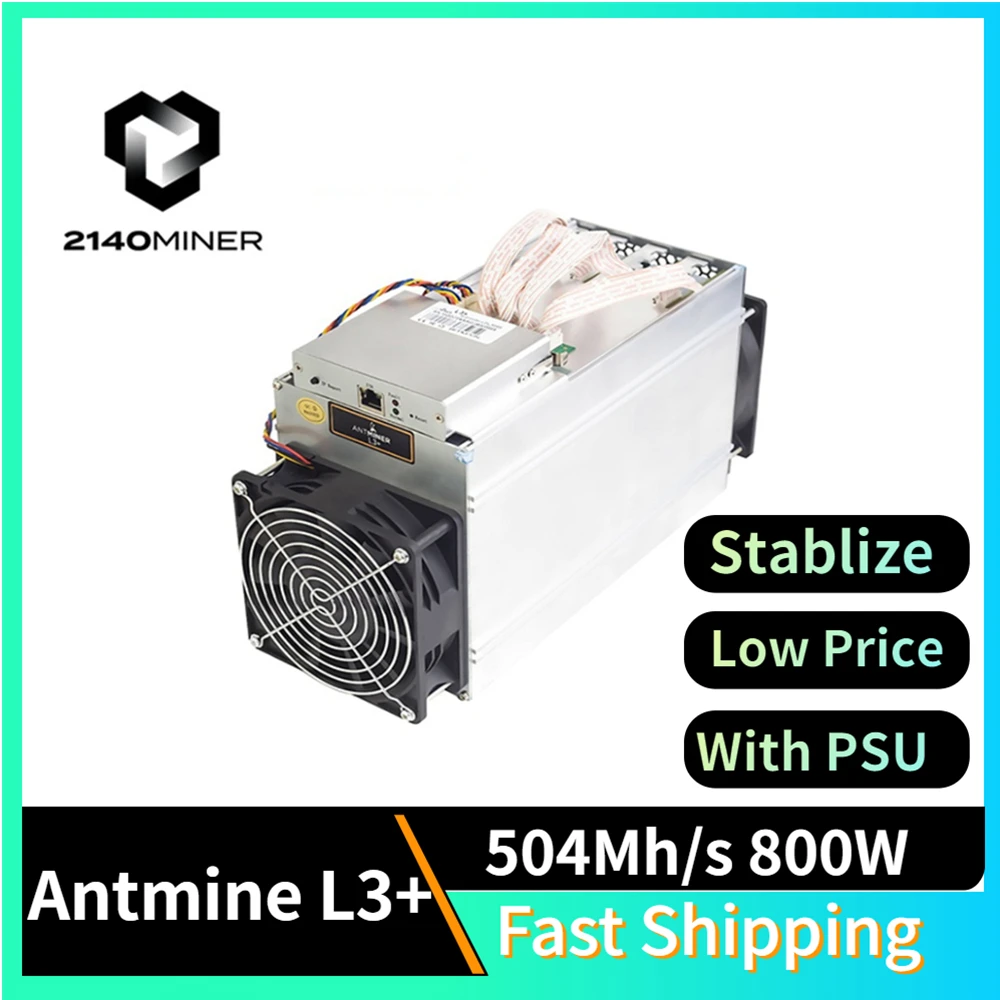 

Antminer L3+ 504Mh/s 800W LTC DOGE Mining Machine Antminer Miner L3 plus With Power Supply Asic Miner Cryptocurrency Mining