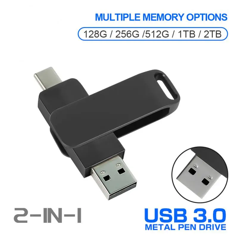 

USB 3.0 Flash Drive 2TB 1TB 512GB With 2 In 1 USB-C To Lightnin Interface USB3.0 Pendrive Wedding Gifts For Guests