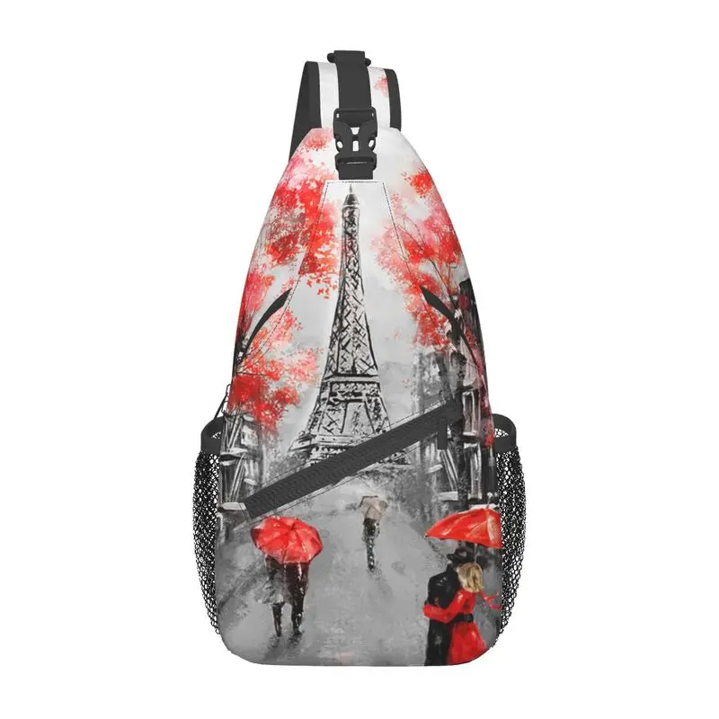 

Paris Street Eiffel Tower Sling Crossbody Backpack Men Custom Shoulder Chest Bag for Traveling Daypack