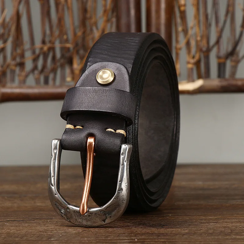 3.8CM Thickened Pure Cowhide High Quality Genuine Leather Belts for Men Strap Male Stainless Steel Buckle Jeans Cowboy Cintos
