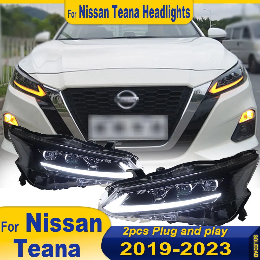 Фото Автомобильные светодиодные фары в сборе для Nissan Altima Teana 2019-2022, фары с динамической поворотной линзой проектора DRL, передние фары №2