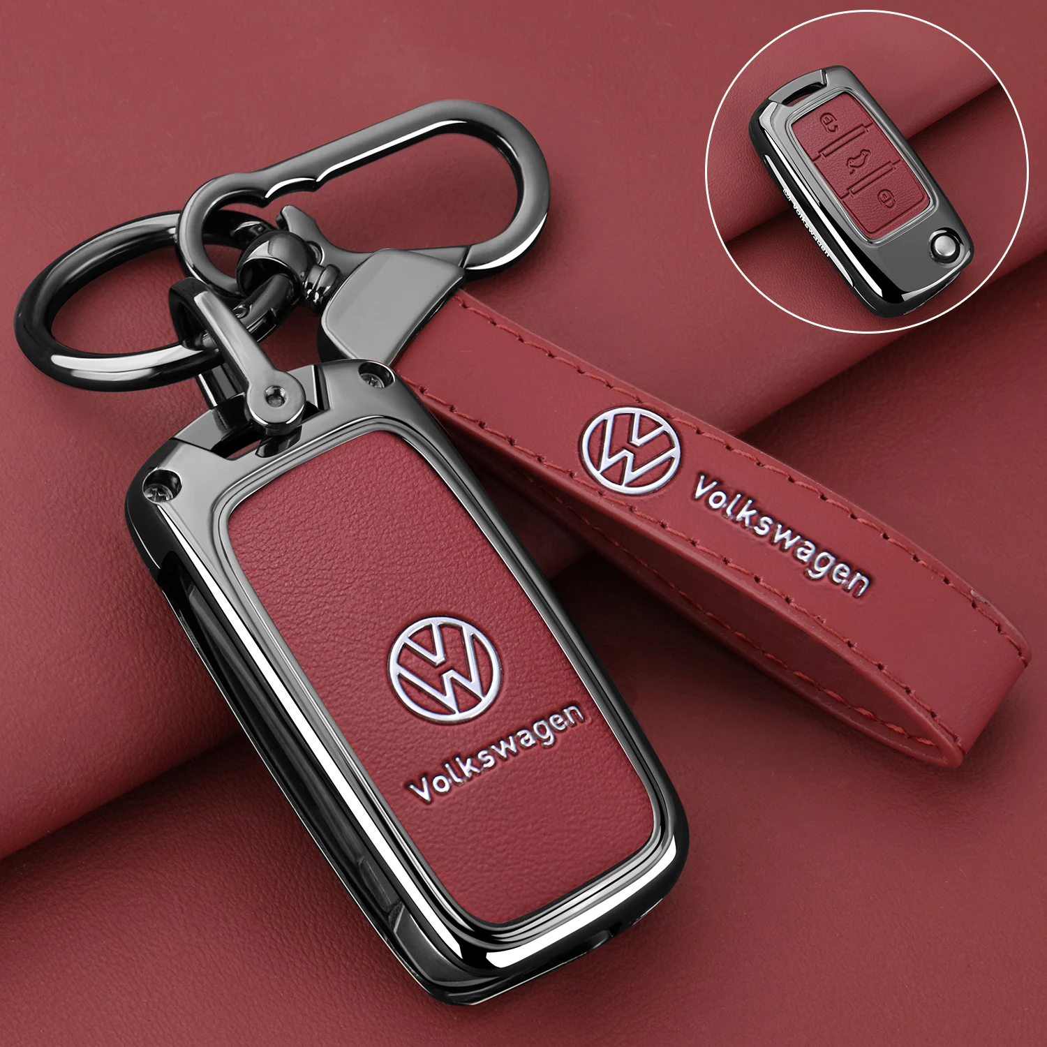 

Металлический кожаный чехол для ключей от автомобиля, брелок для VW Volkswagen Polo Tiguan Passat Golf Jetta Lavida Skoda Octavia, аксессуары