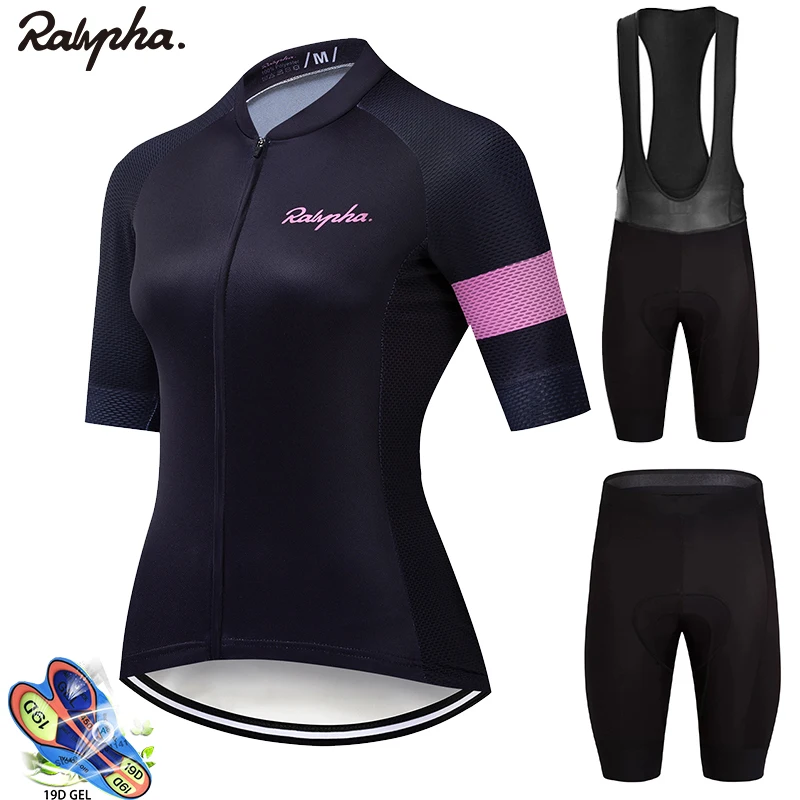 

2023 Summer Raphaful Cycling Jersey Set Sport Bicycle Clothing Women Breathable Short Sleeve Shirt Bike bib Shorts 19D Gel Pad