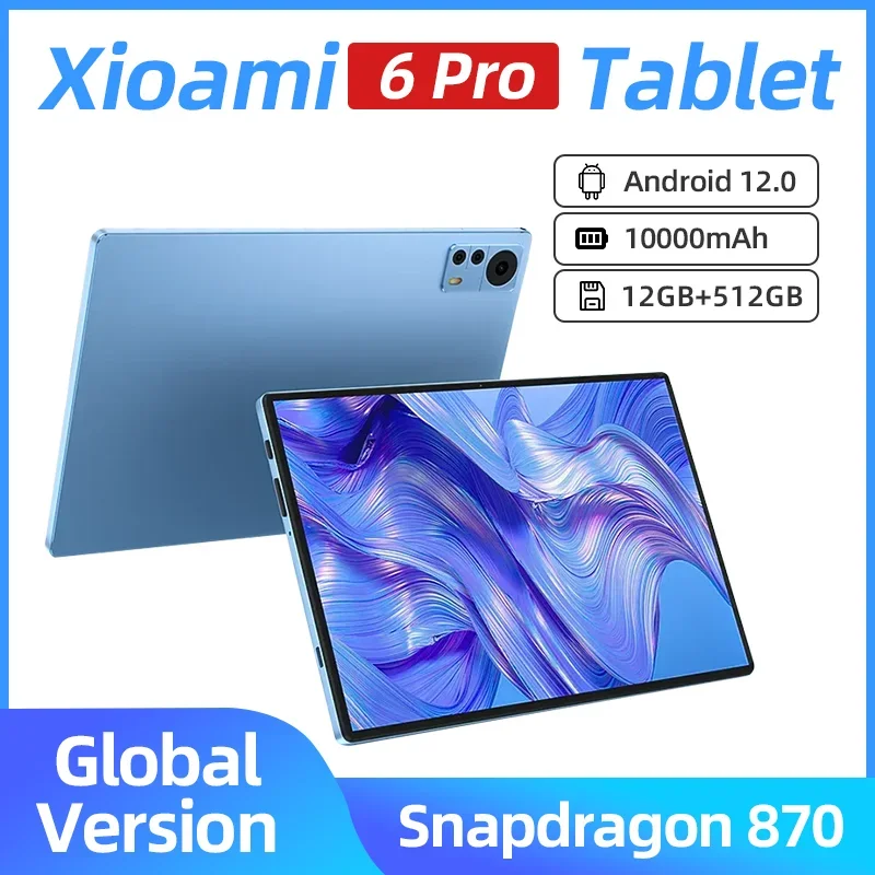 

New Original Global Version Tablette PC 5G Tablet Android Pad 6 Pro 12GB+512GB Snapdragon 870 Dual SIM Card or WIFI HD 4K Mi Tab