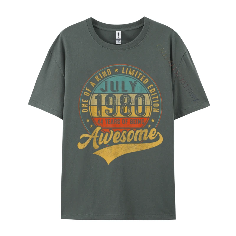 Retro Made In 1980 July Limited Edition 44th Birthday Unique Tops Tees NEW YEAR DAY Crew Neck Premium Cotton Men Top T-Shirts