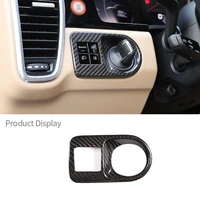 for porsche cayenne 2018 2021 real carbon fiber interior headlight switch ddjustment frame panel cover decorative car accessoies