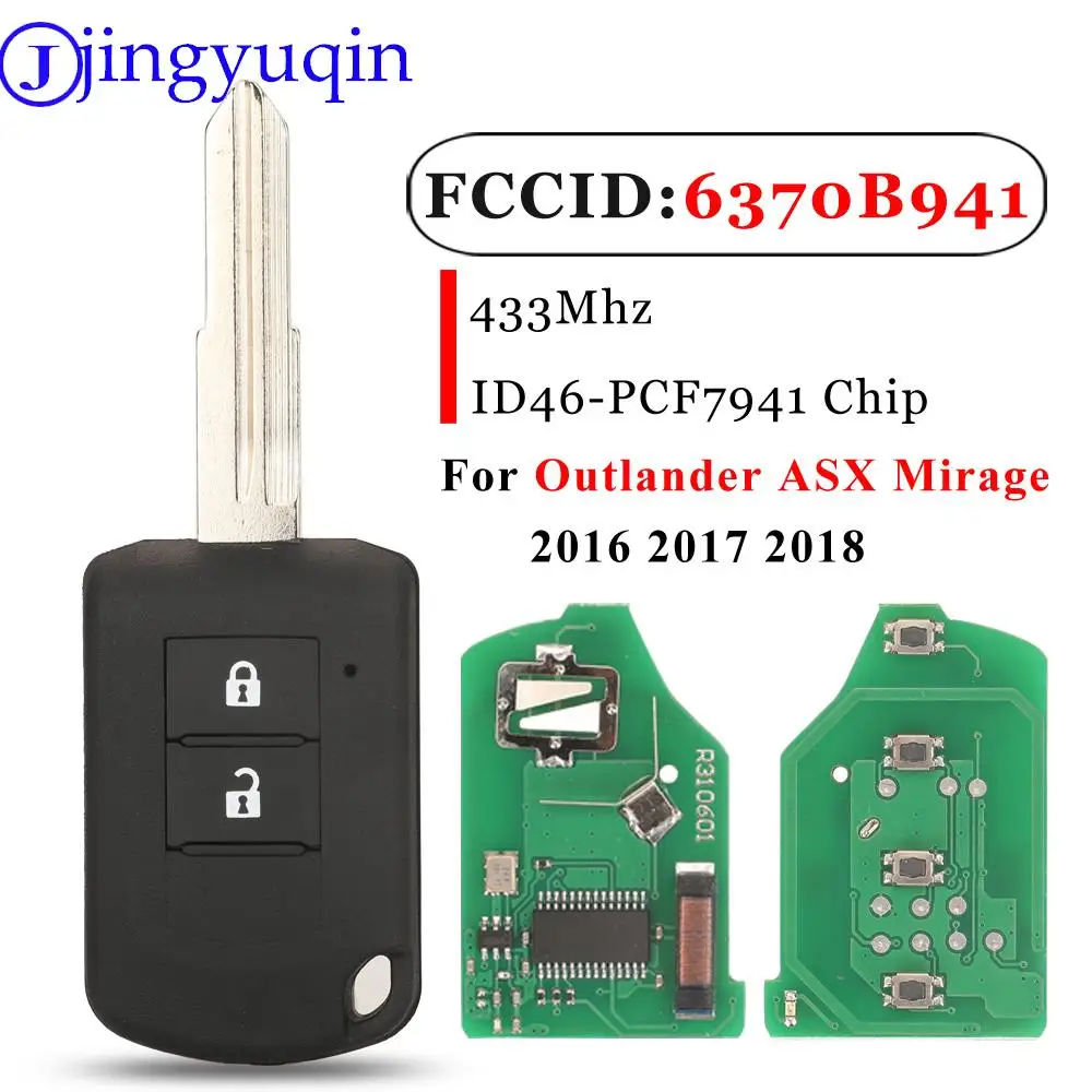 

Jingyuqin 2 кнопки флэш-P/N: 6370B941 433 МГц ID46 pcf7941для Mitsubishi ASX Mirage Outlander 2016 2017 2018 J166E