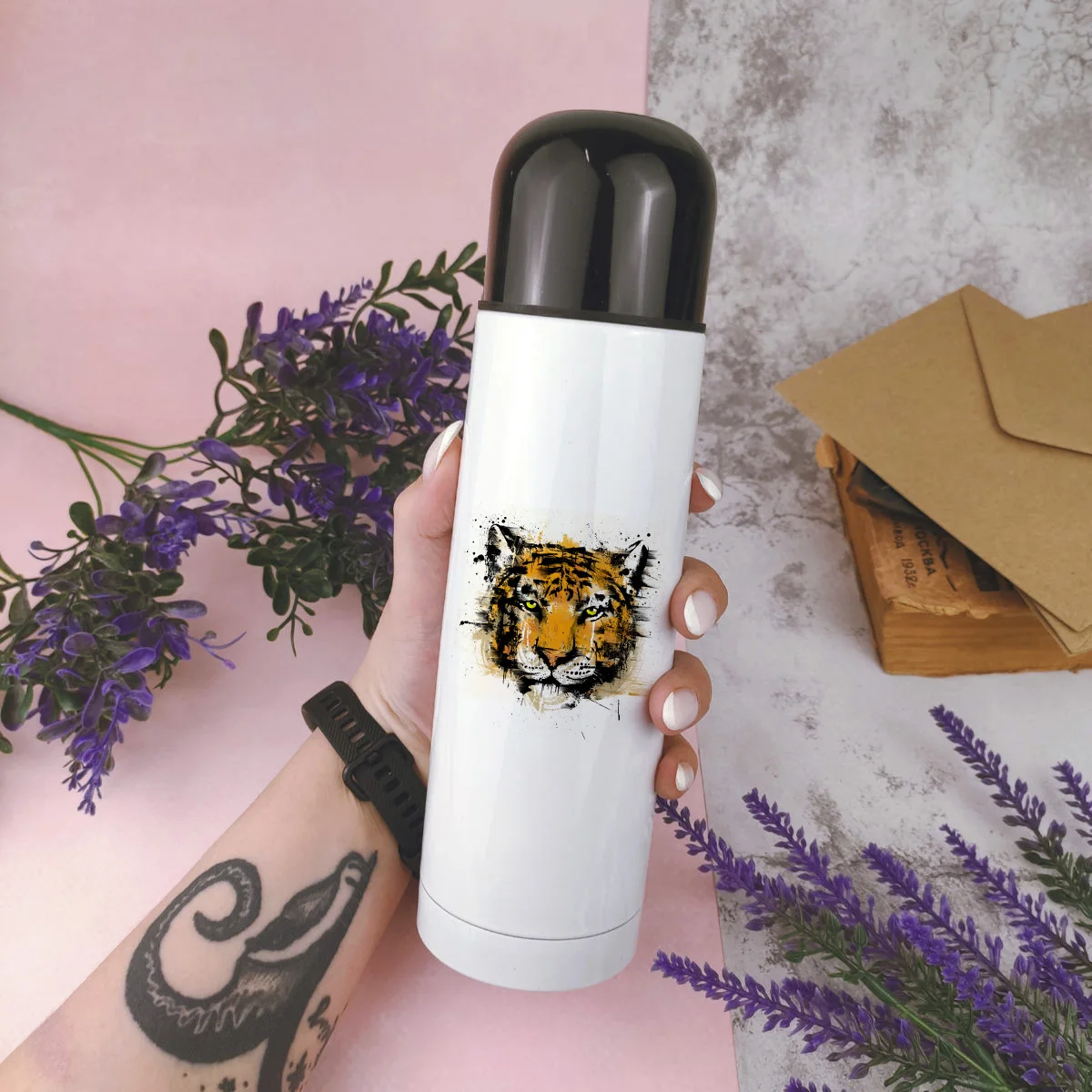 Термос CoolPodarok Животные Краски Тигр Рисунок |