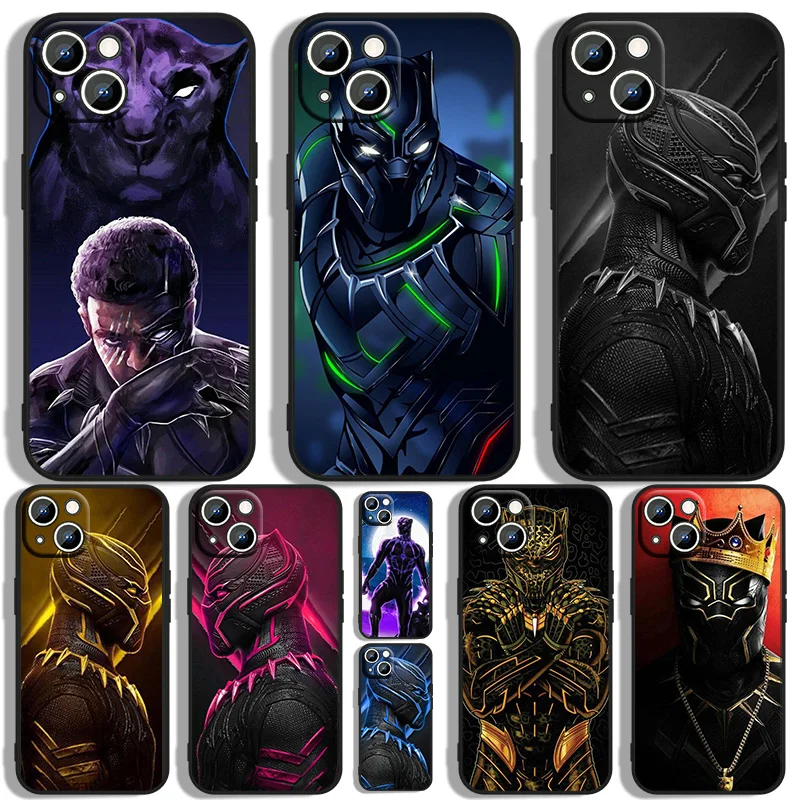 

Marvel black panther side face Phone Case For Apple iPhone 11 12 13 14 Max Mini 5 6 7 8 S SE XR XS Pro Plus Black Silicone Soft
