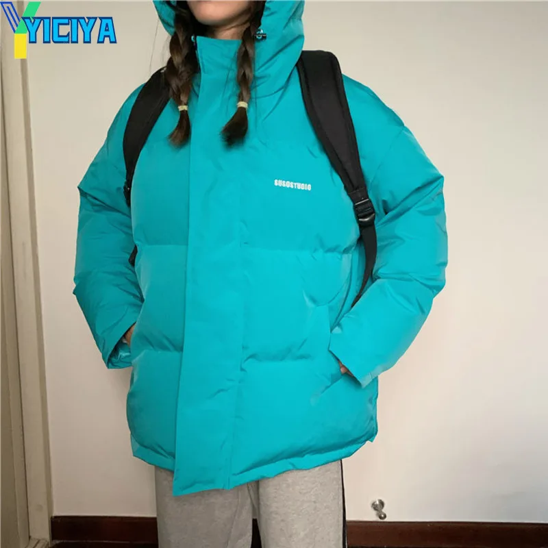 YICIYA Women's Winter Jackets 2023 Thick Warm Padded Parkas Loose Coats Hooded Jacket High Street Solid Outwear Female Clothing