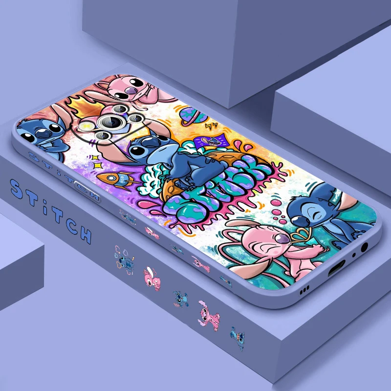 

Disney Stitch Angel Cute Art Liquid Left Rope For Xiaomi Mi Poco X5 X4 X3 M6 M5 M5S M4 M3 F5 F4 F3 C55 C40 Pro 5G Phone Case