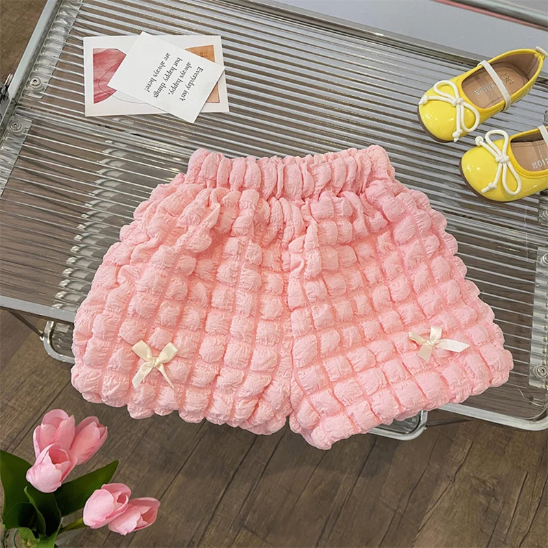 Детские летние костюмы принцессы мода 2025 однотонный топ с короткими рукавами для