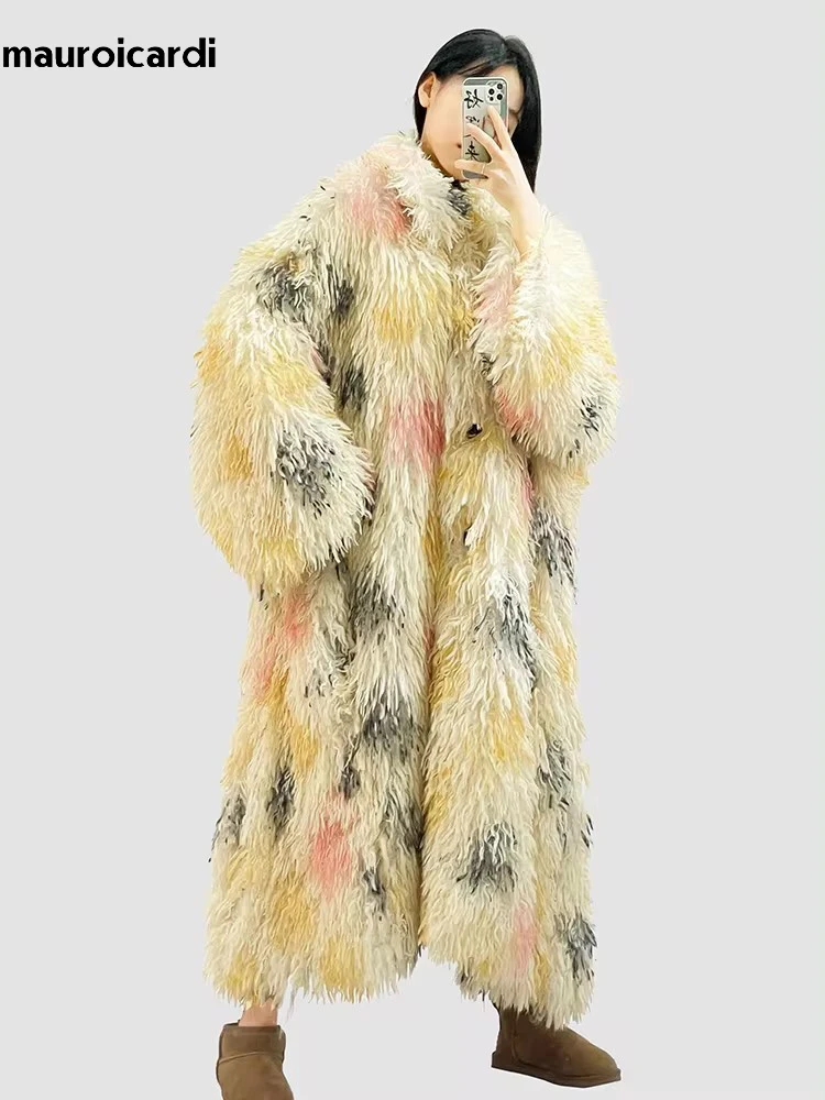Зимняя длинная оверсайз Красочная Лохматая Волосатая Густая Теплая