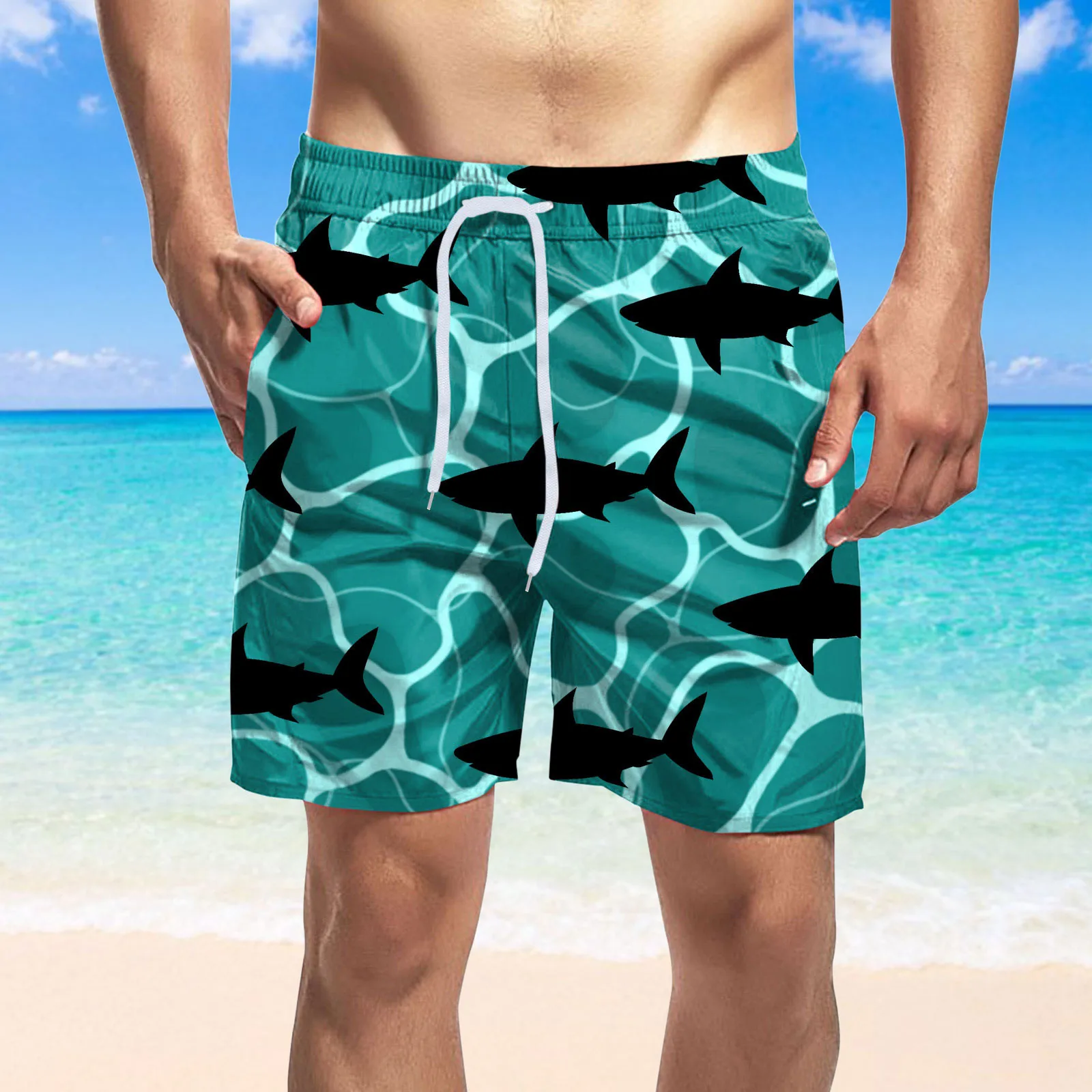 

Fish Print Mens Swim Shorts Quick Dry Beach Board Shorts With Mesh Lining 2022 Summer Swim Trunks Swimwear Beachwear For Men 3