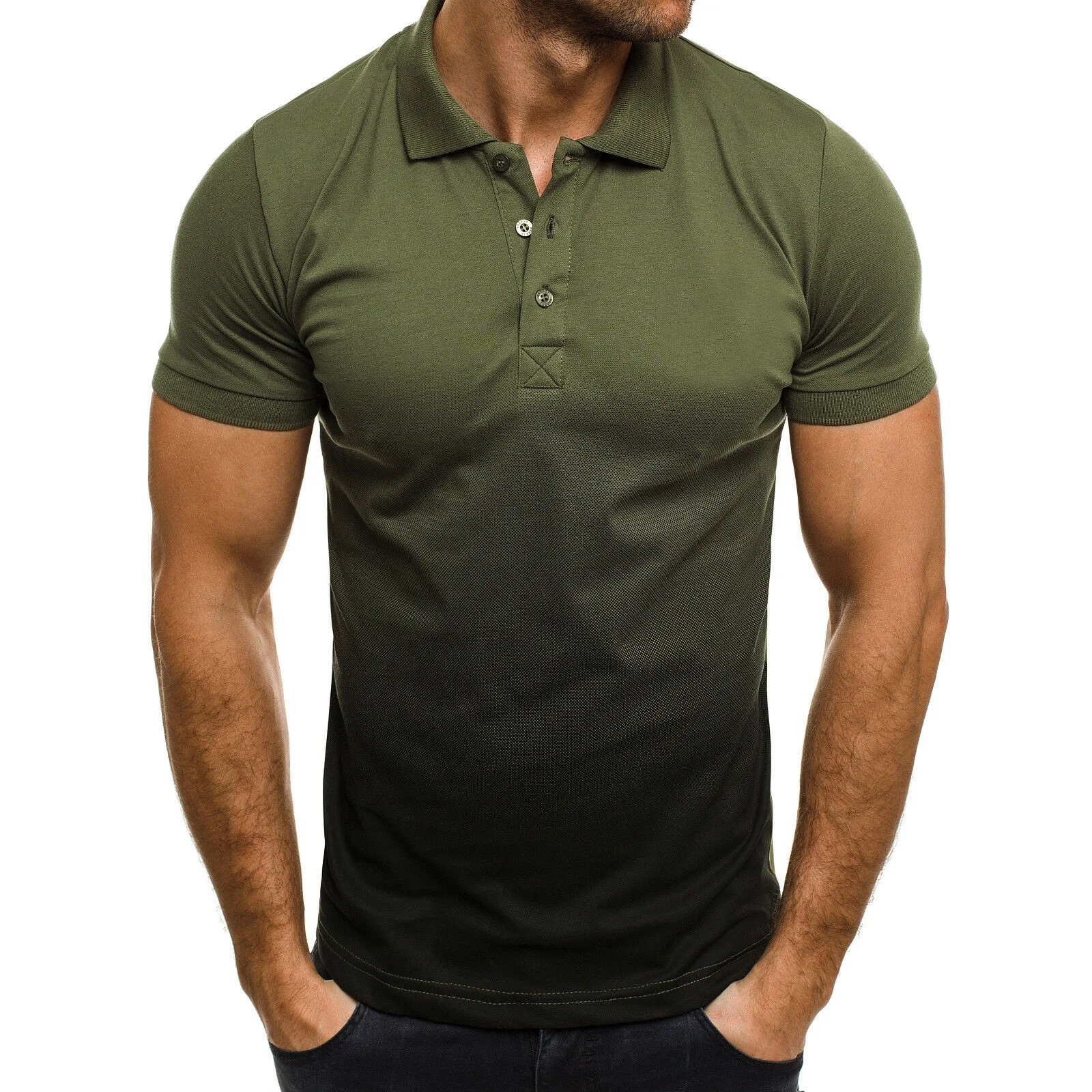 

2022 Summer Fashion New gradient color Men's Polo Shirt T-Shirt Brand Men Clothing Sportswear Men's Polo T-shirt