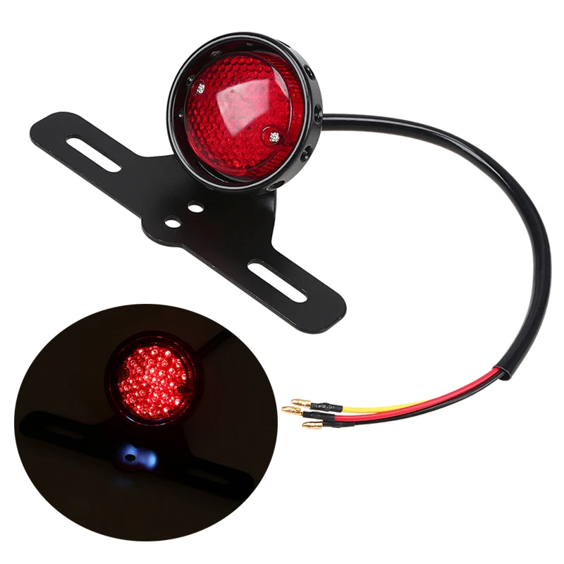 

POSSBAY 12V Retro Motorcycle Tail Brake Lights With License Plate Bracket Feu Arriere Moto For Harley Cafe Racer Scooter ATV