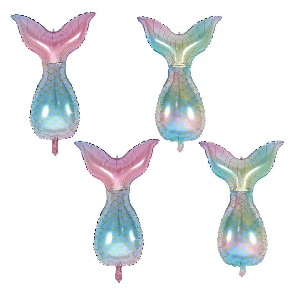 

4 Pcs Trendy Decor Baby Shower Balloon Ocean Decor Birthday Party Balloons Mylar Balloons Mermaid Party Decorations Decorate
