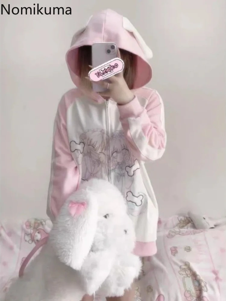 Зимняя одежда женские толстовки пальто 2024 Ropa Mujer милые с капюшоном в стиле аниме