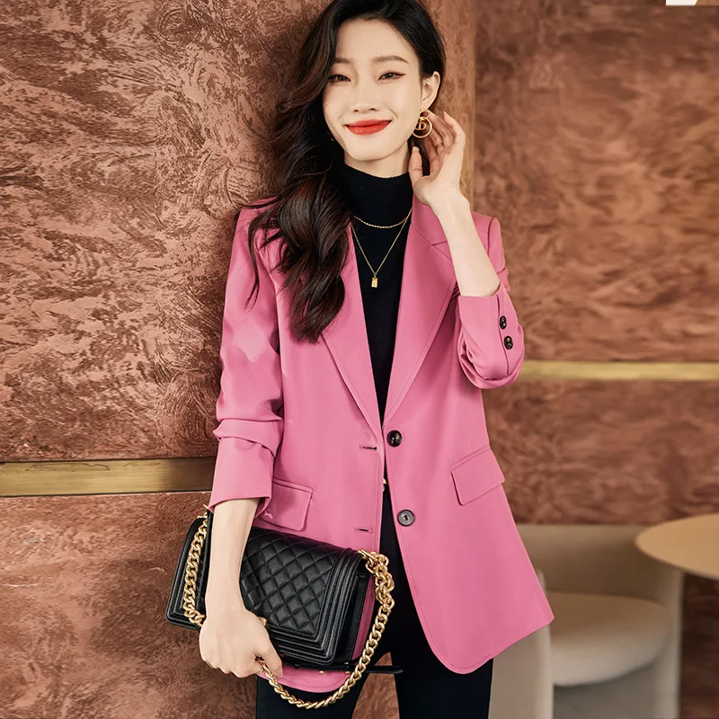 Autumn Winter Women Coffee Gray Formal Blazer Office Ladies Female Long Sleeve Single Breasted Business Work Wear Jacket Coat
