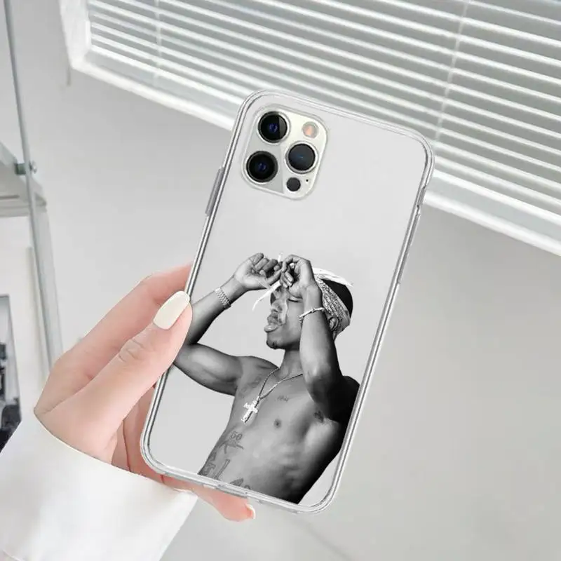 Чехол для телефона Rapper 2pac Tupac iPhone 11 12 13 mini pro XS MAX 8 7 6 6S Plus X 5S SE 2020 XR прозрачный чехол -