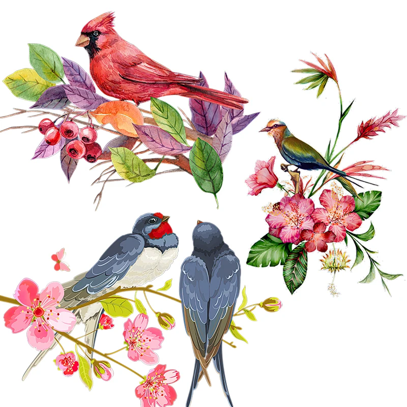 

Классические и элегантные цветы и птицы Three Ratels QCF146, художественные наклейки для комнаты, декоративные наклейки для дома