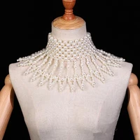 european and american style handmade beaded pearl necklace wedding dress jewelry imitation pearl shoulder chain jewelry