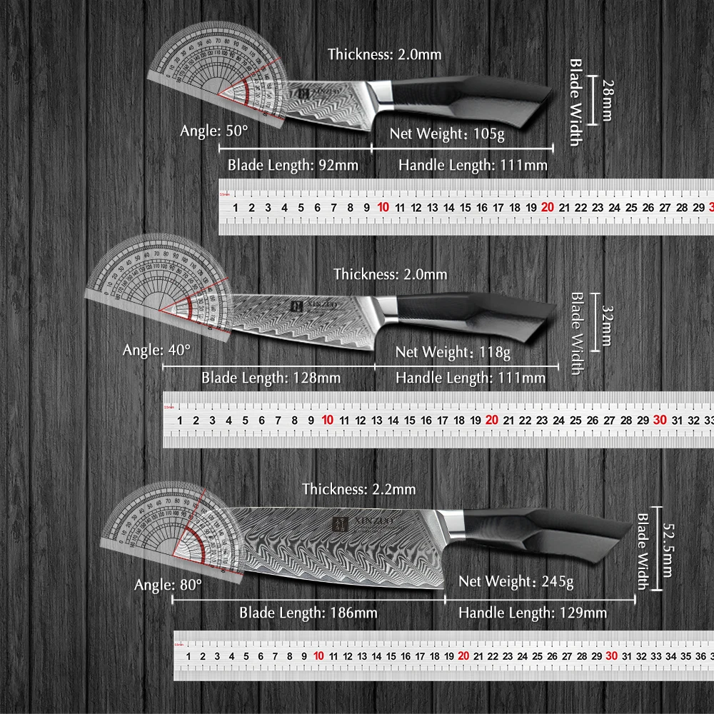XINZUO 5 шт. набор универсальных ножей Santoku для резьбы повара Janpanse дамасская сталь G10