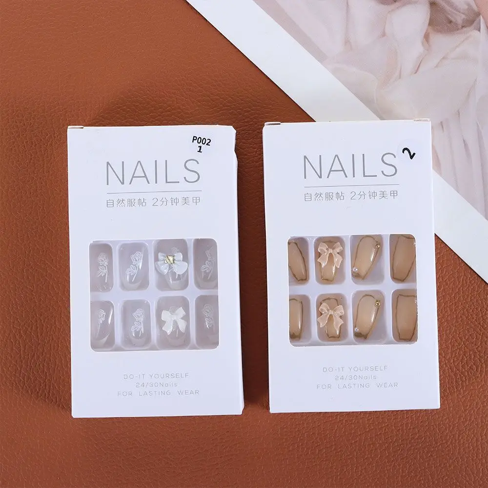 24 шт./компл. съемные короткие накладные ногти в форме роз на День святого