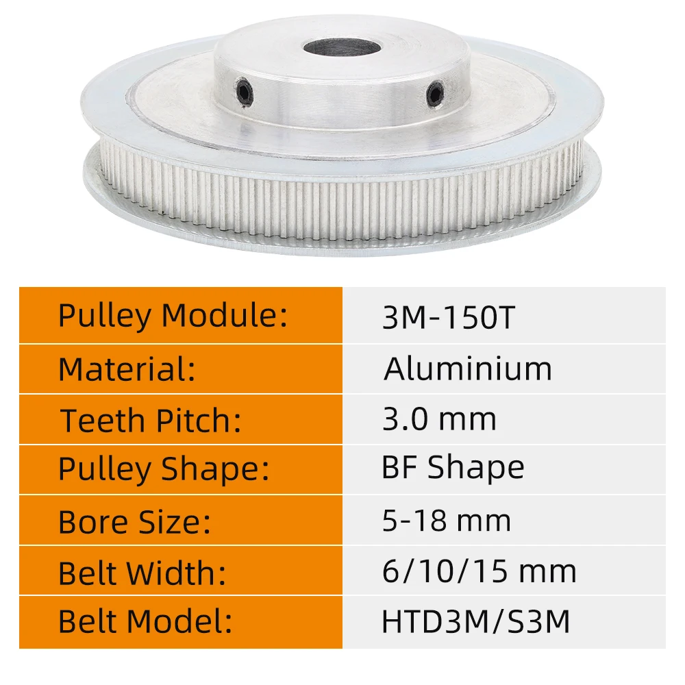 3M150T Шкив электродвигателя BF Шаг формы 3 0 мм Круг-дуга Зуб Легкосплавные колеса