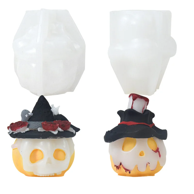 Pumpkin Ghost Silicone Mold Candle Mould Halloween Molds Witch Hat Scented Ornaments Plaster